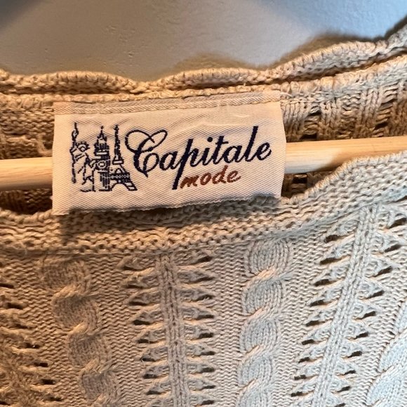 Canadian Vintage Knit Cotton Blend Neutral Beige Sweater - Picture 3 of 3